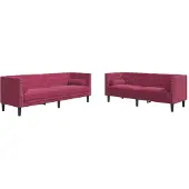 vidaXL Ensemble de 2 canapés Chesterfield avec traversins Rouge Velours