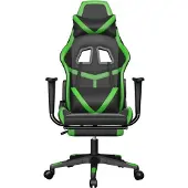 vidaXL Chaise de jeu avec repose-pieds Noir et vert Similicuir