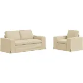 vidaXL Ensemble de canapés , 2 pièces, couleur crème, revêtement en tissu