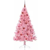 vidaXL Sapin de Noël artificiel pré-éclairé Rose 150 cm PVC