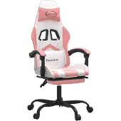 vidaXL Chaise de jeu avec repose-pieds Blanc et rose Similicuir