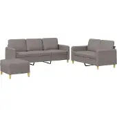 vidaXL Ensemble de canapés 3 pièces avec coussins Tissu Taupe