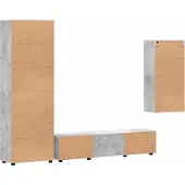 vidaXL Ensemble de meubles TV avec étagère FLORIN, 3 pièces, gris béton, aggloméré