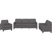 vidaXL Ensemble de canapés 3 pièces avec coussins Gris Similicuir