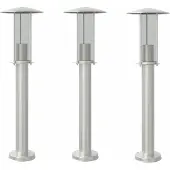 vidaXL Lampes d'allée 3 pcs. argent 60 cm acier inoxydable