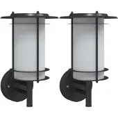 vidaXL Lampes murales d'extérieur 2 pcs. noir acier inoxydable