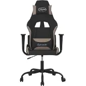 vidaXL Chaise de jeu avec fonction de massage Tissu noir et taupe