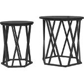 vidaXL : Table basse, lot de 2, noire, imitation chêne, 50 x 50 x 50 cm