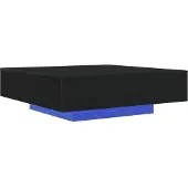 vidaXL Table basse avec éclairage LED, noire, imitation chêne, en bois composite