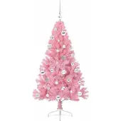 vidaXL Sapin de Noël artificiel pré-éclairé Rose 150 cm PVC