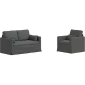 vidaXL Canapé 2 pcs Gris foncé Mét¿¿