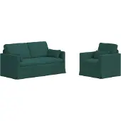 vidaXL Ensemble de canapés, 2 pièces, tissu vert foncé