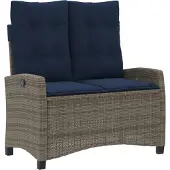 vidaXL Banc de jardin Réglable avec coussins Gris Poly Rattan
