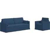vidaXL Ensemble de canapés , 2 pièces, tissu bleu
