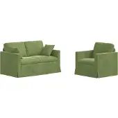 vidaXL Ensemble de canapés, 2 pièces, vert clair, en velours
