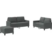 vidaXL Ensemble de canapés 3 pièces avec coussins Tissu gris foncé