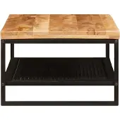 vidaXL Table basse marron et noire 110 x 55 x 35 cm en bois massif de manguier