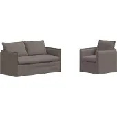 vidaXL Canapé 2 pcs Taupe Mét¿¿