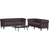 vidaXL Ensemble de canapés 2 pièces brun foncé Tissu