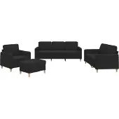 vidaXL Ensemble de canapés 4 pièces avec coussins Tissu noir