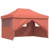 vidaXL Tente de réception pliante Pop-Up avec 4 panneaux latéraux rouge terracotta