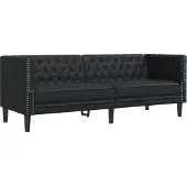 vidaXL Canapé Chesterfield 3 places noir similicuir