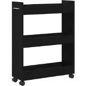 vidaXL Armoire avec roue noir aspect chêne 60 x 22 x 79 cm