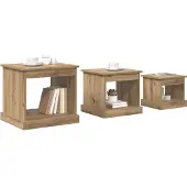 vidaXL Table basse 3 pcs Artisan-Chêne Bois composite