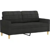 vidaXL Ensemble de canapés 3 pièces avec coussins Tissu noir