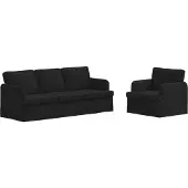 vidaXL Ensemble de canapés , 2 pièces, couleur noire, revêtement en tissu