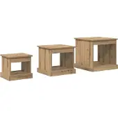 vidaXL Table basse, 3 pièces, chêne artisanal, 48 x 45 x 45 cm, bois composite
