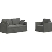 vidaXL Canapé 2 pcs Gris foncé