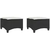 vidaXL Tabourets jardin coussins 2 pcs noir 55x55x36 cm résine tressée