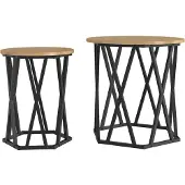 vidaXL Table basse, lot de 2, chêne Artisan, bois et acier