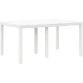 vidaXL Table de jardin blanche 150 x 100 x 73 cm Poly-Rattan
