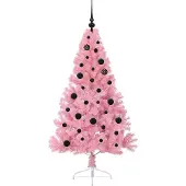 vidaXL Sapin de Noël artificiel pré-éclairé Rose 150 cm PVC