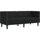 vidaXL Canapé Chesterfield 2 places noir similicuir
