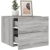 vidaXL Table De Chevet Murale Avec Lumières Led Sonoma Gris