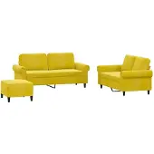 vidaXL Ensemble de canapés 3 pièces avec coussins Velours jaune