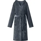 vidaXL Peignoir Avec Capuche Bleu Marine Xl Flanelle