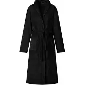 vidaXL Robe de bain sans capuche Noir s Flanelle