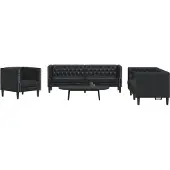 vidaXL Ensemble de 3 canapés Chesterfield Noir Similicuir