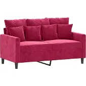 vidaXL Canapé 2 places vin rouge 120 cm velours