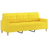 vidaXL Ensemble de canapés 2 pièces avec coussins Tissu jaune clair