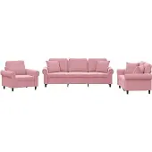 vidaXL Ensemble de canapés 3 pièces avec coussins Rose velours