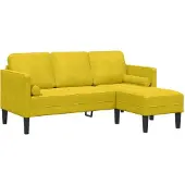 vidaXL Ensemble canapé avec coussins Jaune Polyester