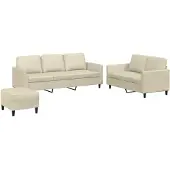 vidaXL Ensemble de canapés 3 pcs avec coussins Crème Similicuir