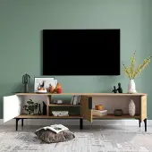 Xl Moebel Gmbh Lowboard RTV Design Moderne Luxe Salon Rectangulaire Marron Blanc
