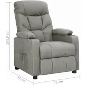 vidaXL Fauteuil relax gris clair Tissu