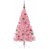 vidaXL Arbre de Noël artificiel pré-éclairé rose 150 cm PVC